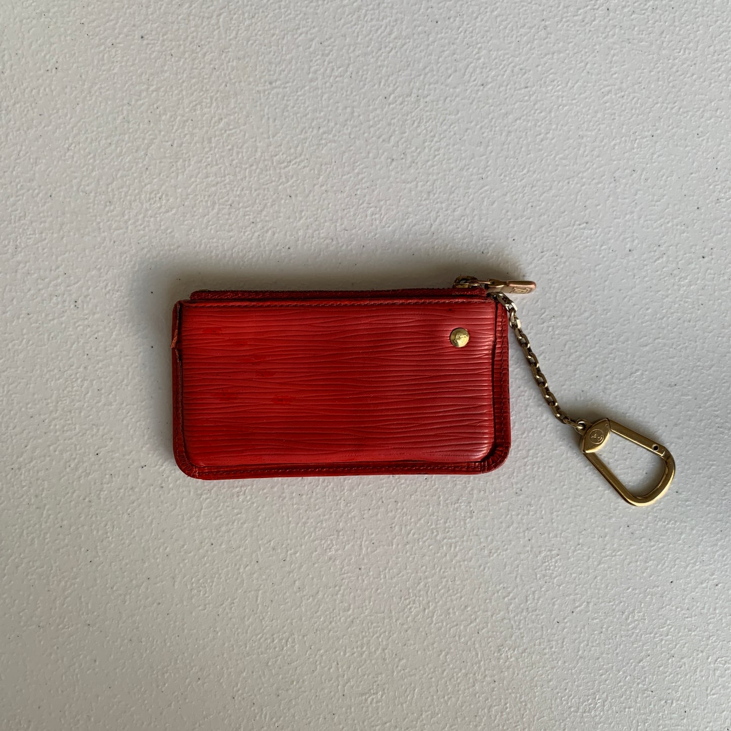 Louis Vuitton red leather key pouch CA0926 authentic with COA