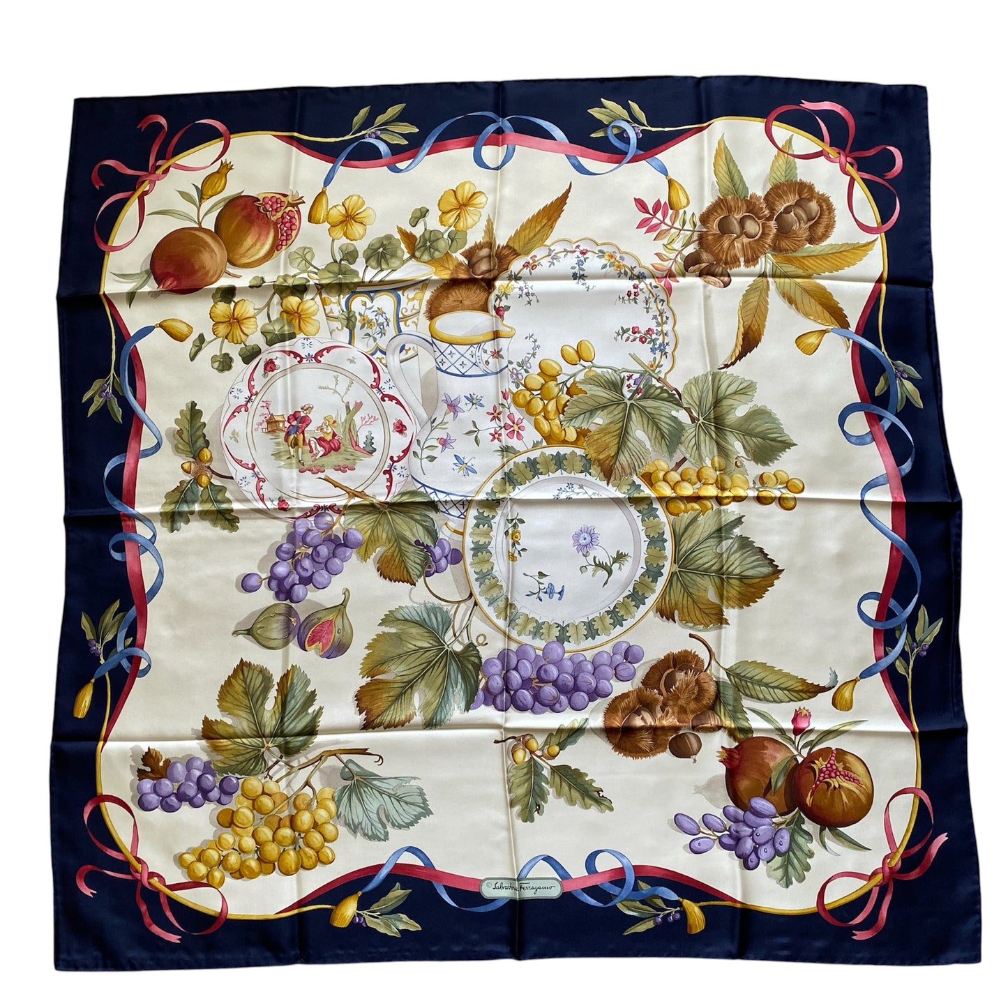 Salvatore Ferragamo large silk scarf authentic with coa box 34 inch