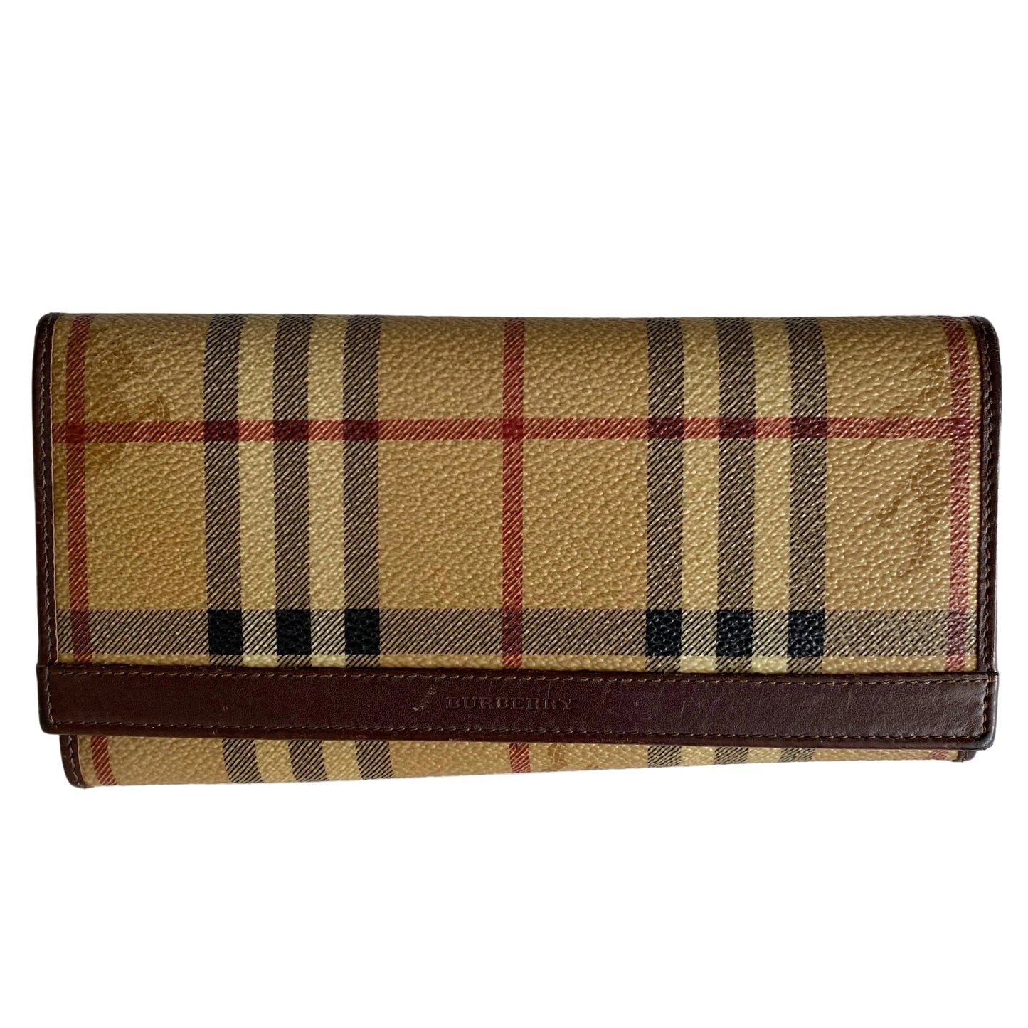 Burberry haymarket check long wallet authentic with coa