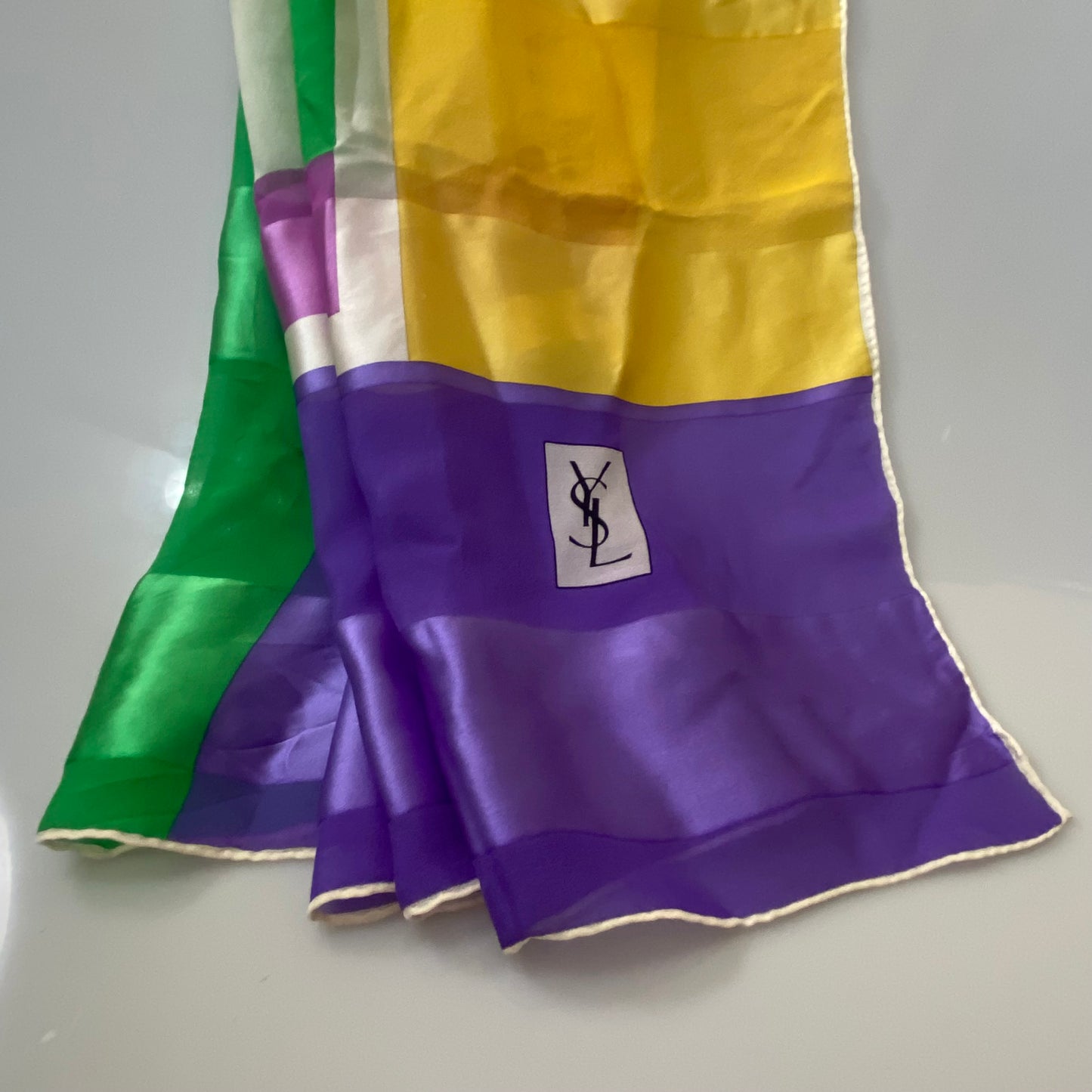 Yves Saint Laurent large silk scarf Authentic with coa 41 inch