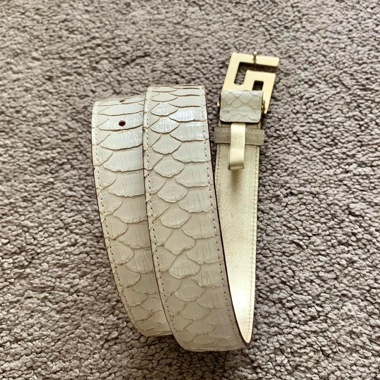 Authentic VERSACE logo ivory exotic leather belt excellent condition size 80cm or 30”
