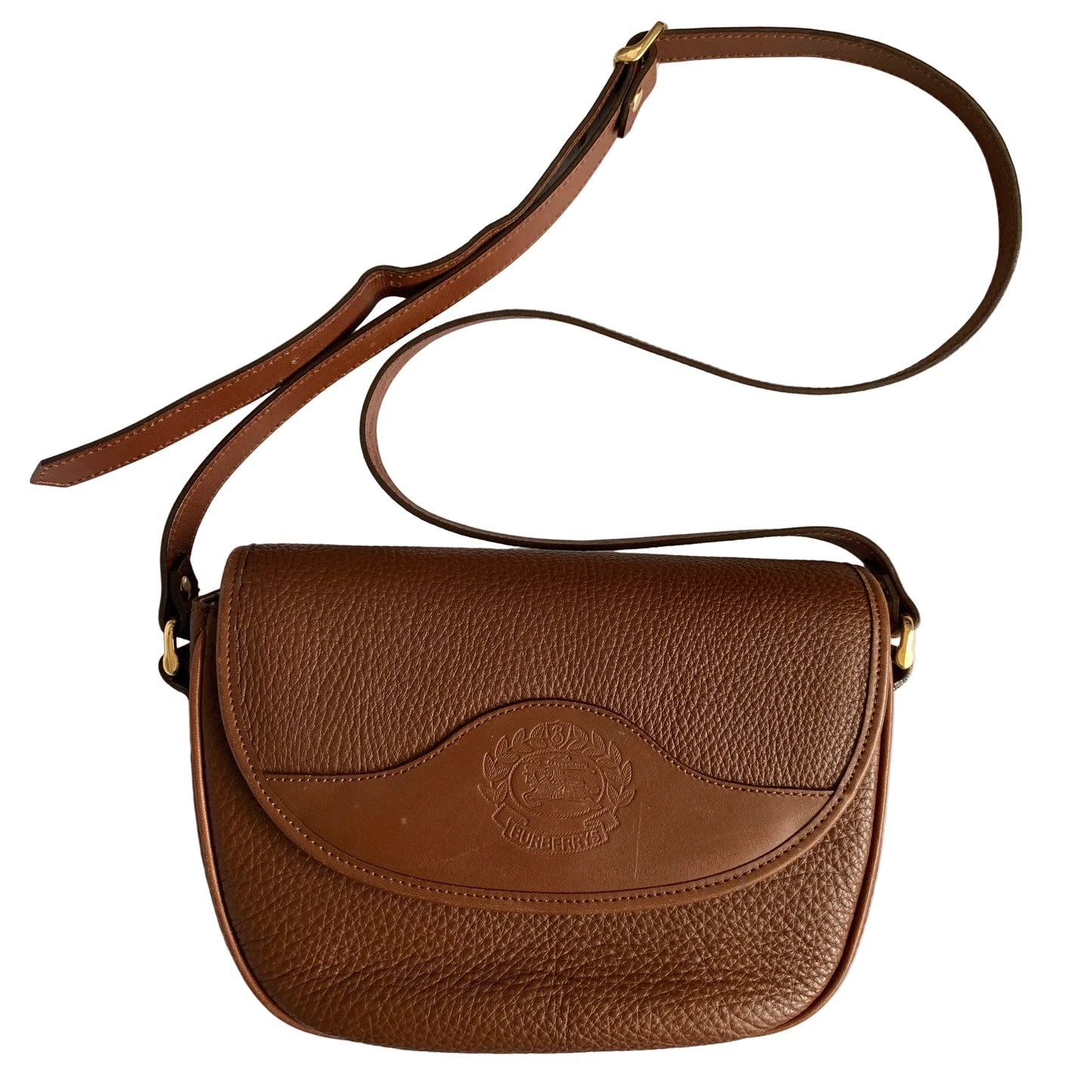 Burberry vintage brown leather crossbody bag Authentic with COA