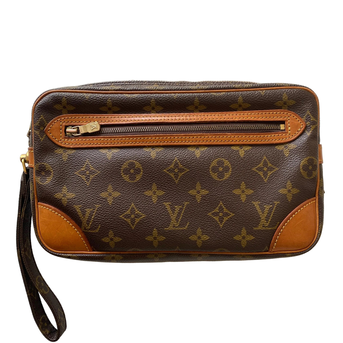 Louis Vuitton monogram wristlet clutch bag TH0990 Authentic with COA 11x7x1.7