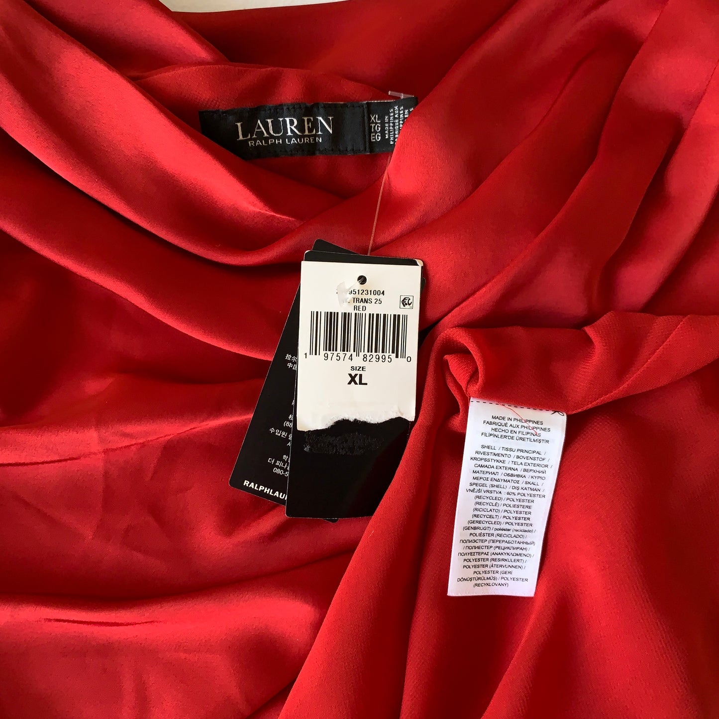 Lauren Ralph Lauren Women’s NWT Red Satin Sleeveless Blouse size XL & L