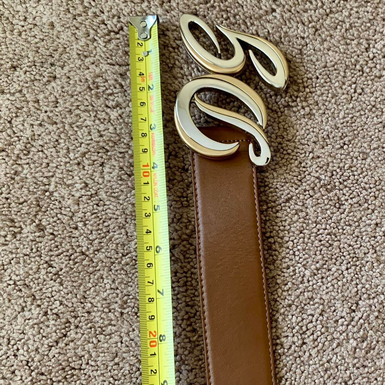 Authentic Dolce & Gabbana first line unisex brown leather belt with silver and gold toned buckle 95 cm/38 inch