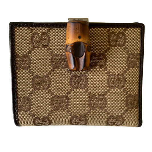 Gucci bamboo monogram compact Wallet Authentic with COA and box