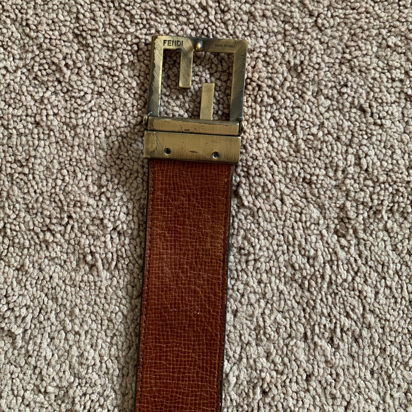 Authentic FENDI unisex reversibile double sided FF monogram leather belt