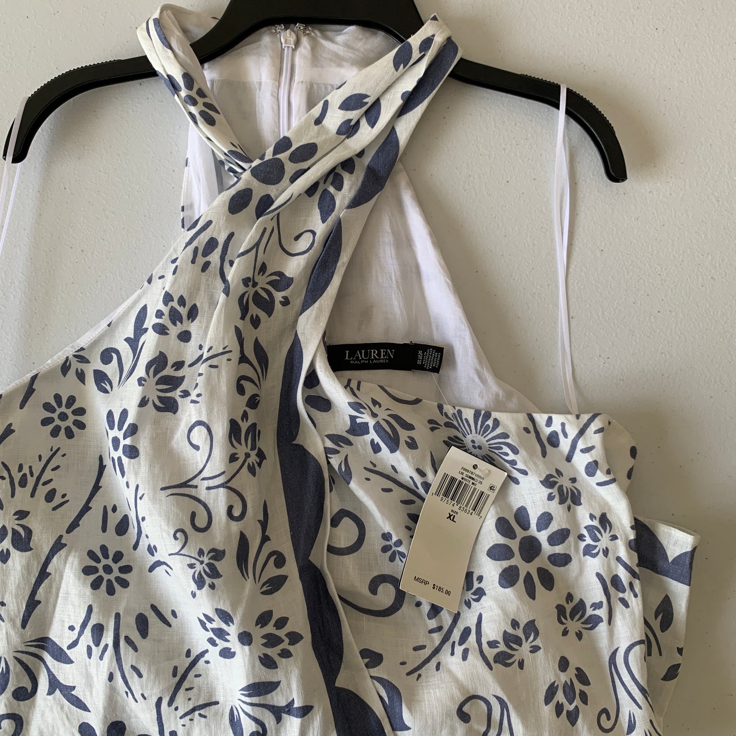 Lauren Ralph Lauren women’s NWT white blue printed linen tank size XL
