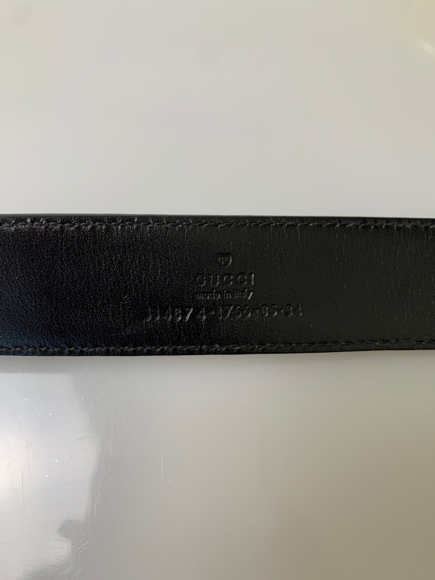 Gucci black monogram Belt authentic with COA 85 cm 34”