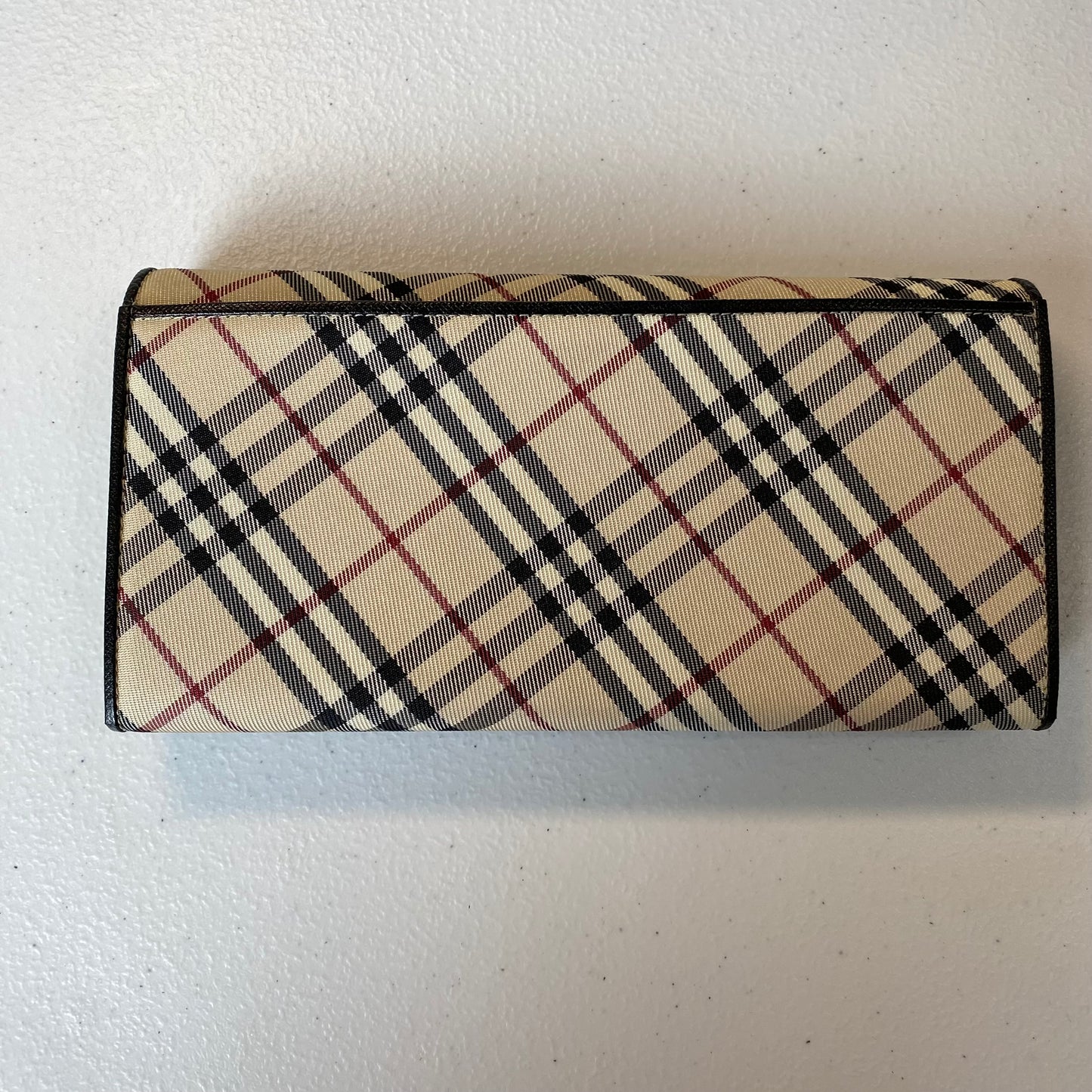 Burberry classic check black leather long wallet authentic with coa box