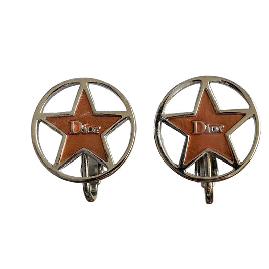 Dior logo star clip on Earring Authentic with coa 1.6cm or 0.63 inch diameter