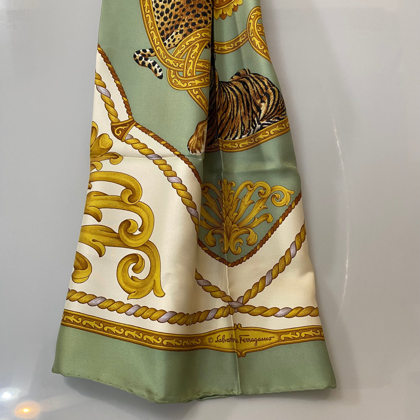 Ferragamo large silk scarf Authentic with coa 34 inch