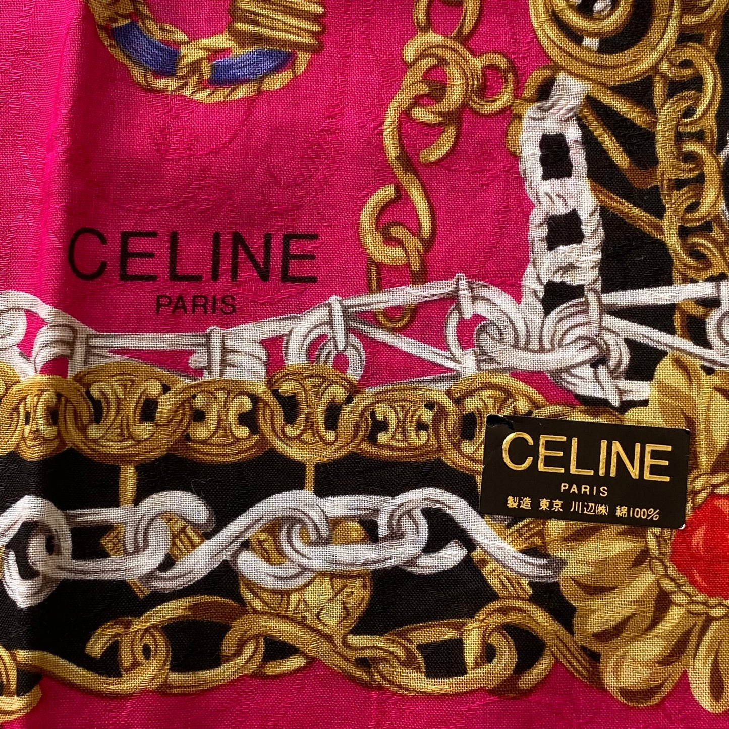 Celine cotton NWT squared scarf Authentic with coa 20 inch