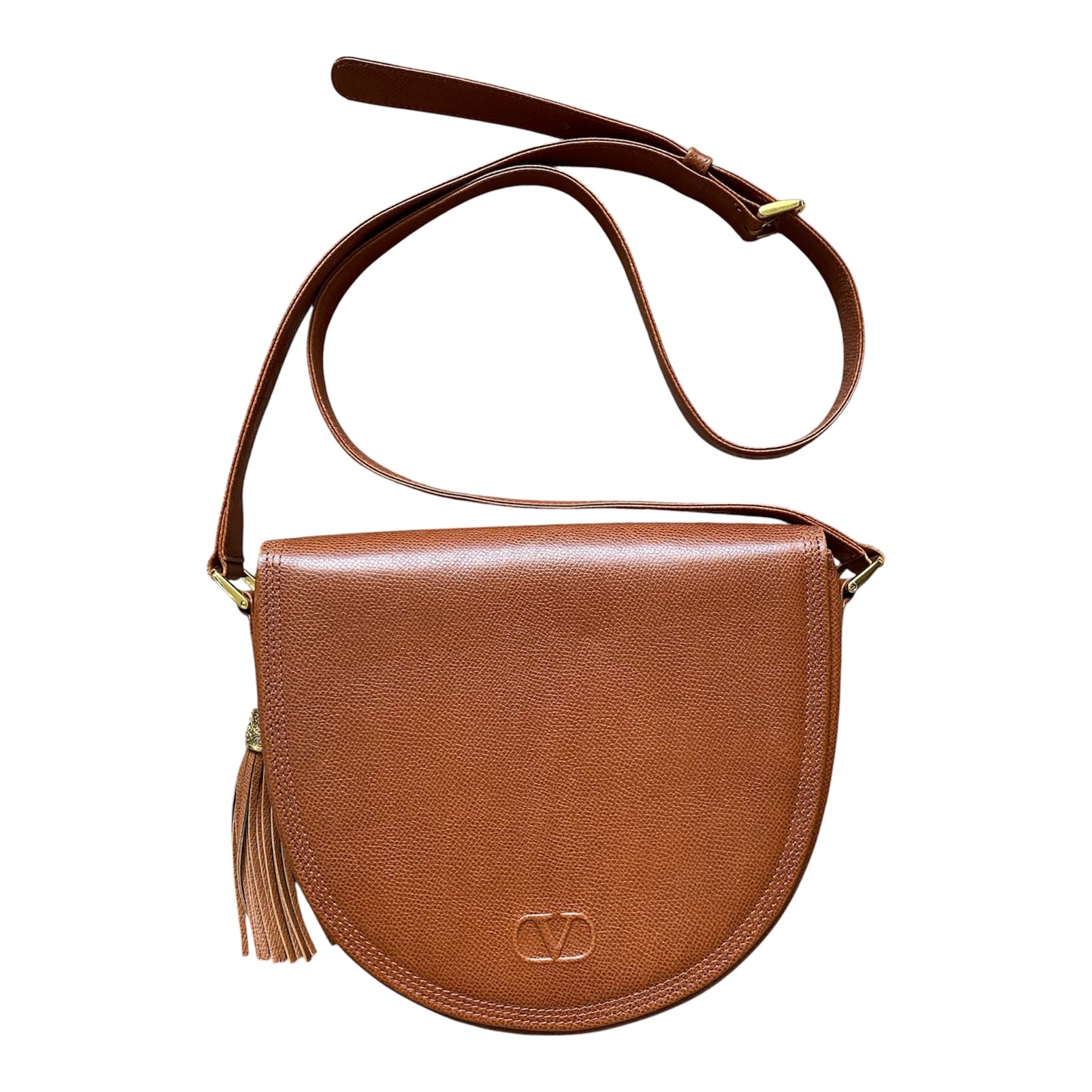 Valentino brown leather logo Crossbody bag Authentic with COA