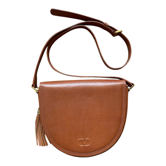 Valentino brown leather logo Crossbody bag Authentic with COA