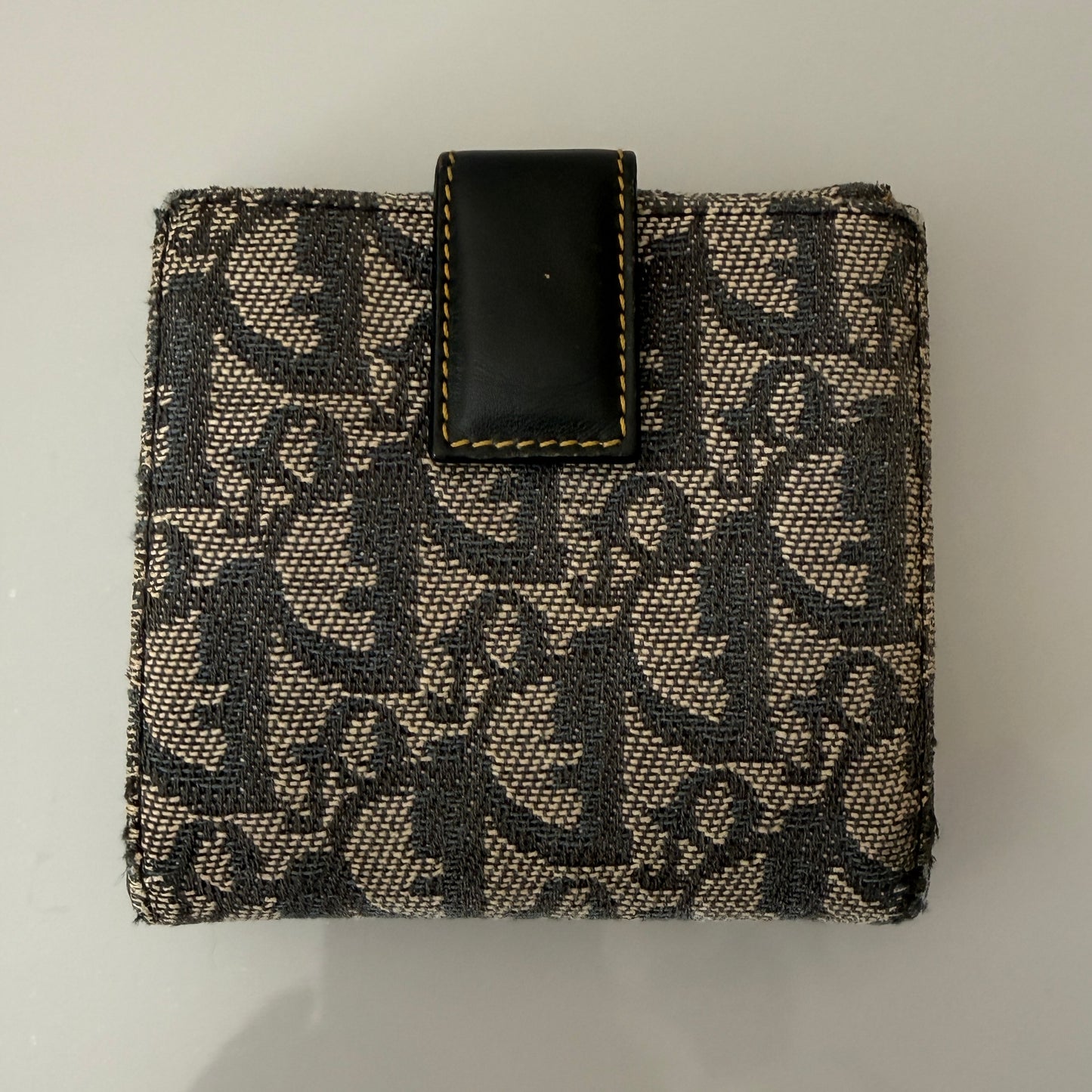 Christian Dior blue trotter canvas and leather compact wallet authentic with COA