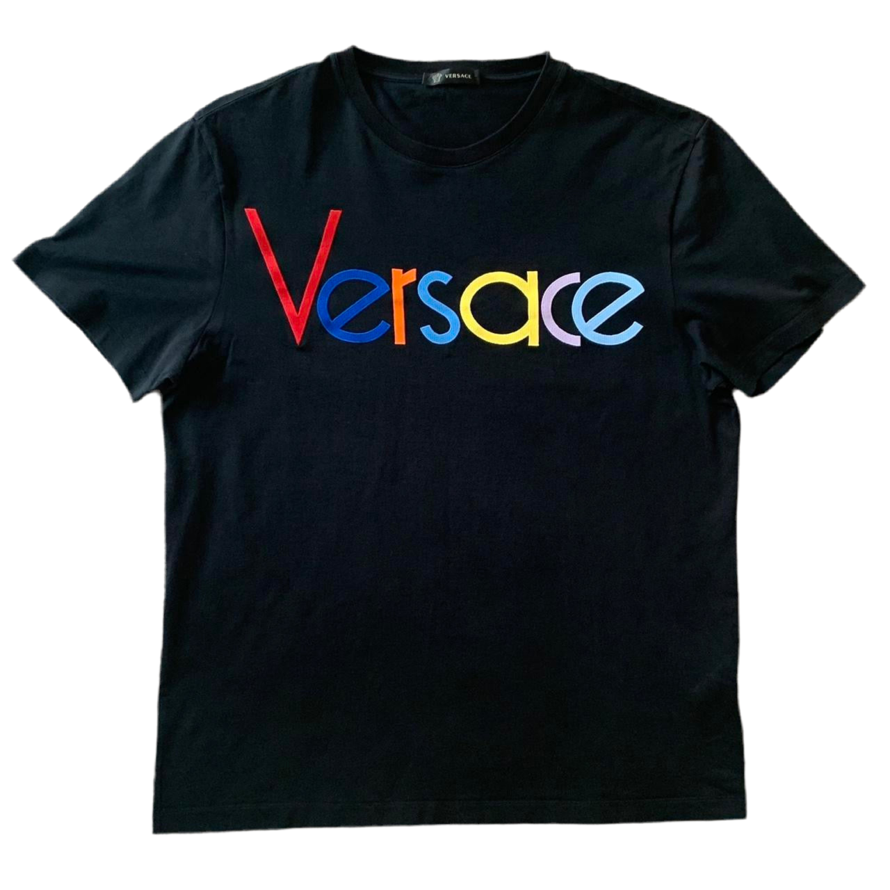 Authentic Versace men’s logo black cotton t shirt size M