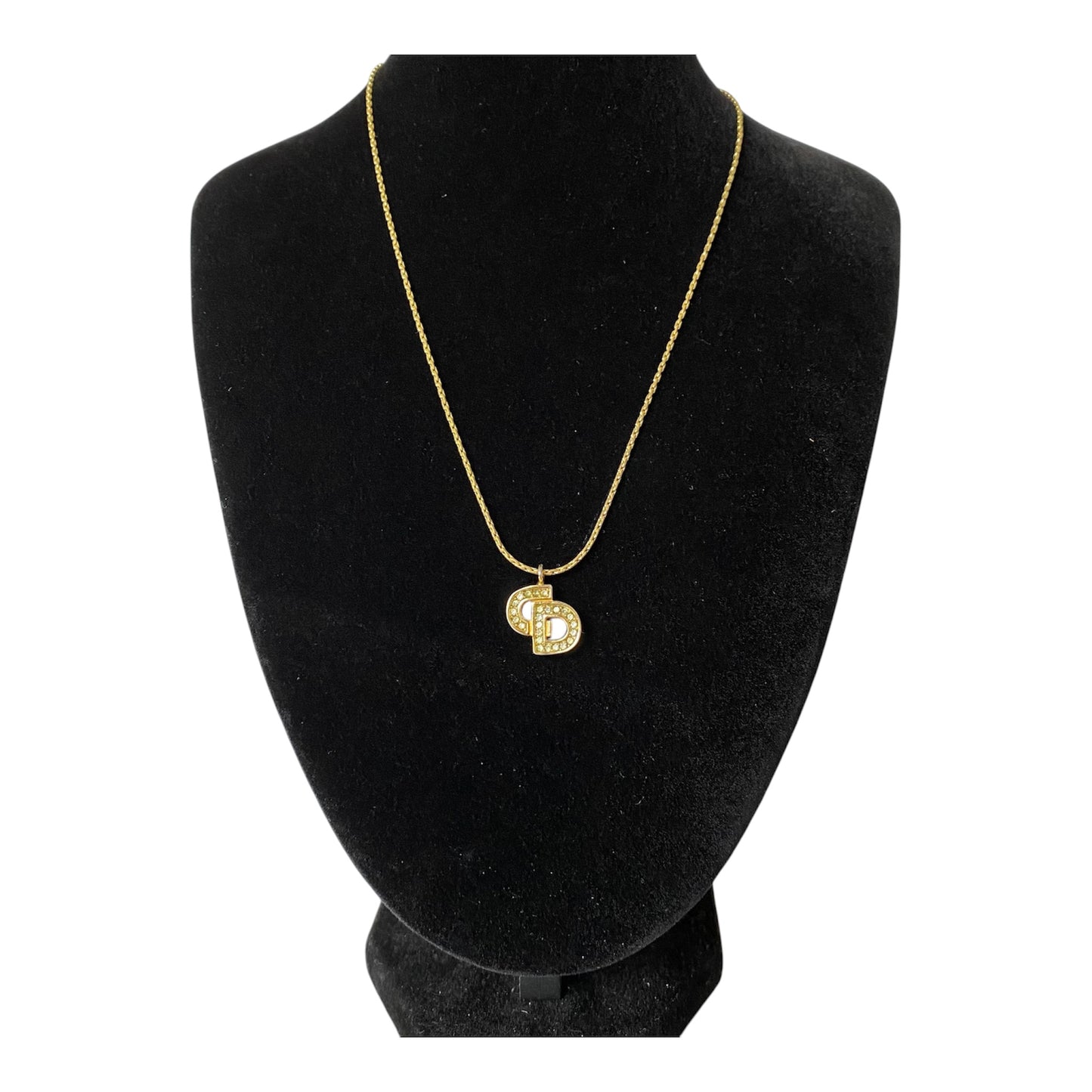 Dior CD logo gold plated adjustable necklace Authentic with COA