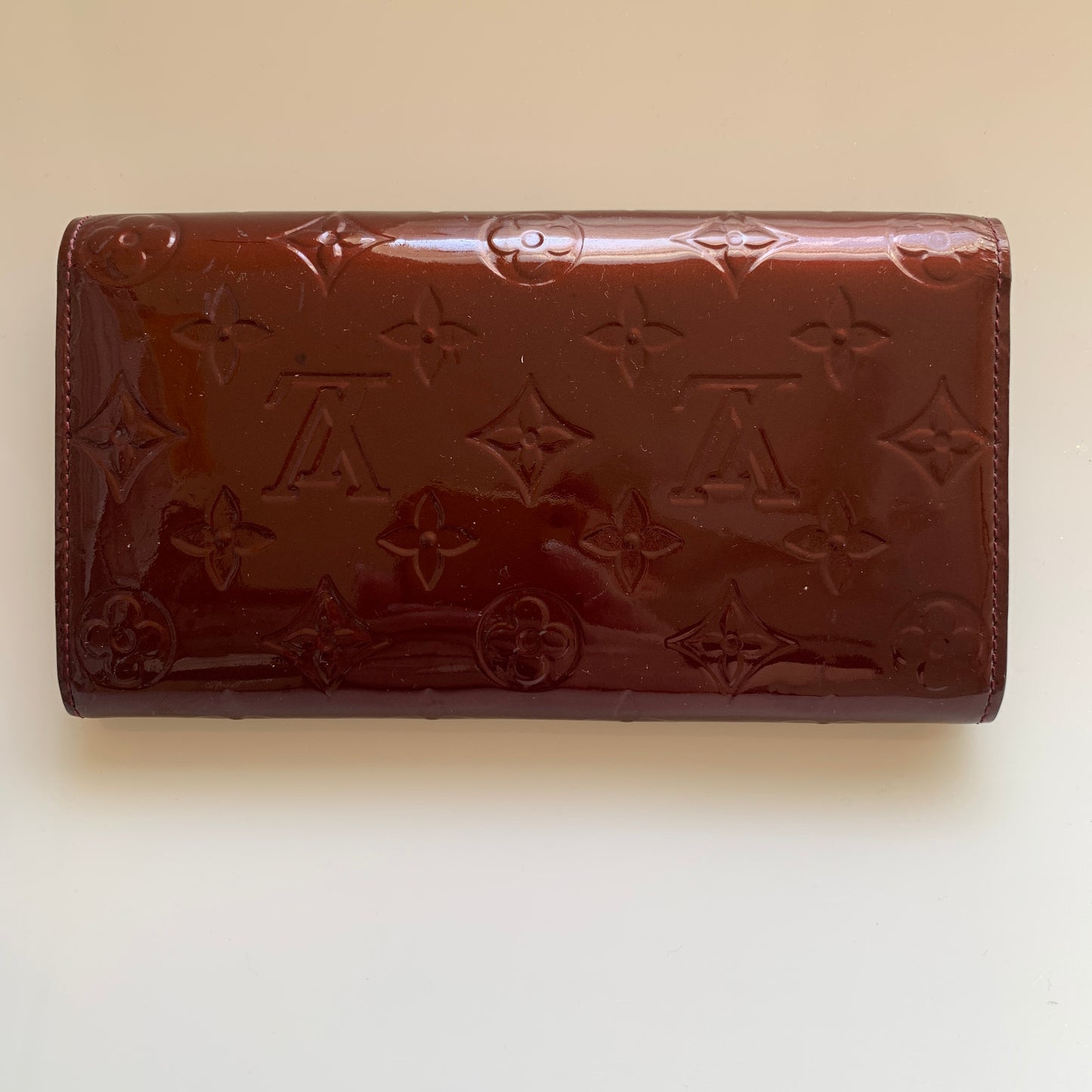 Louis Vuitton monogram vernis rouge women’s long wallet authentic with COA TS 2