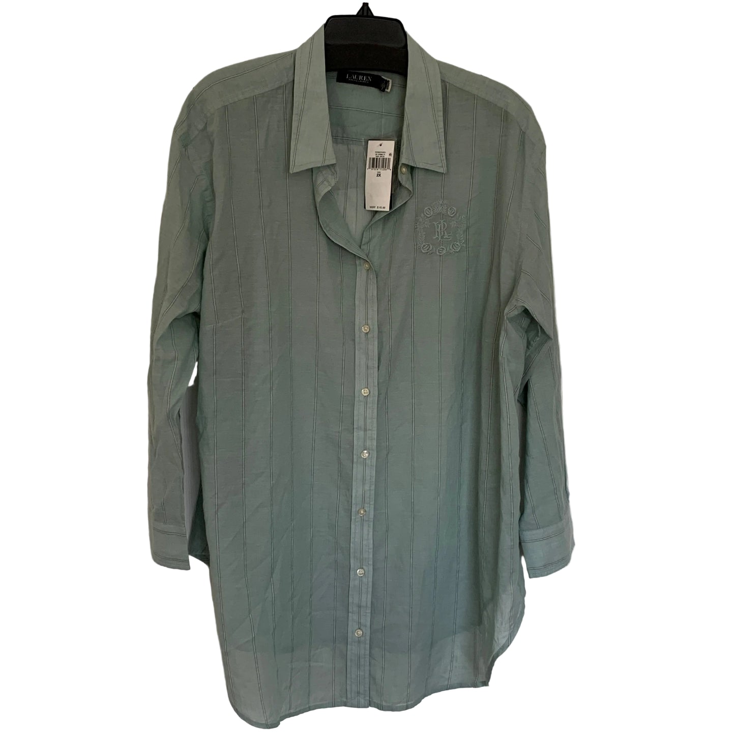Lauren Ralph Lauren women’s plus size NWT mint green stripe long sleeve blouse