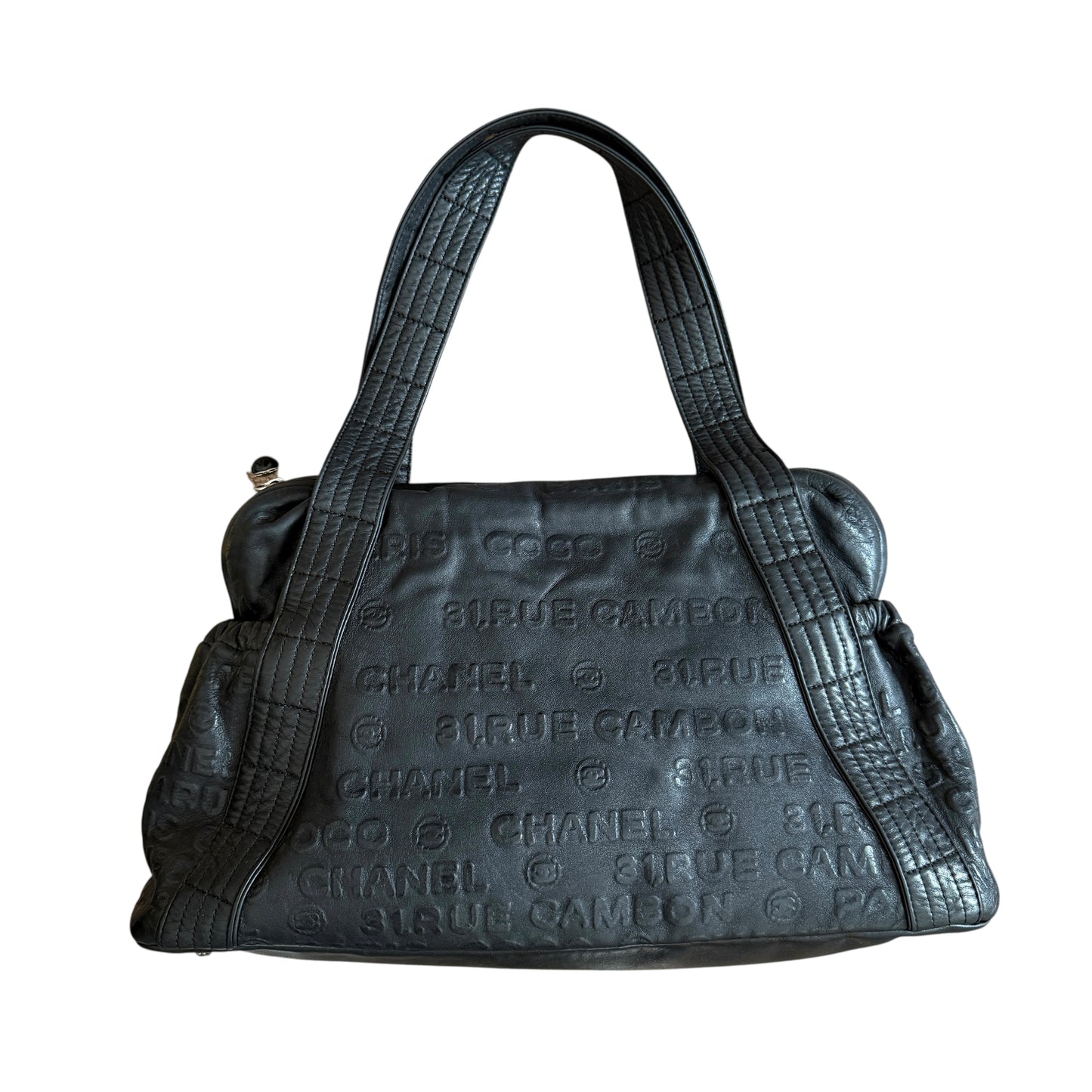 Chanel 31 Rue Cambon Unlimited Bowling black Leather Shoulder bag authentic wit