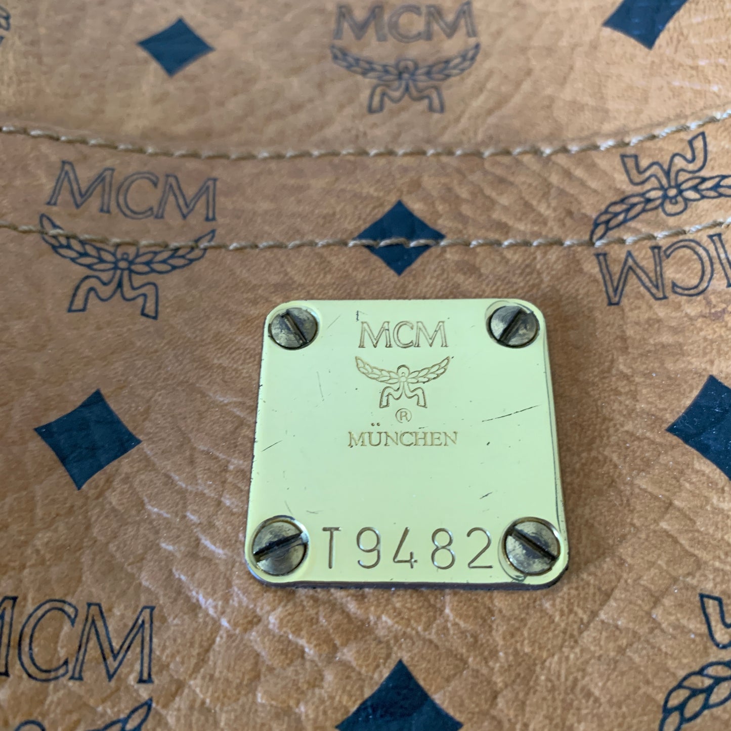 MCM cognac shoulder tote bag authentic with COA