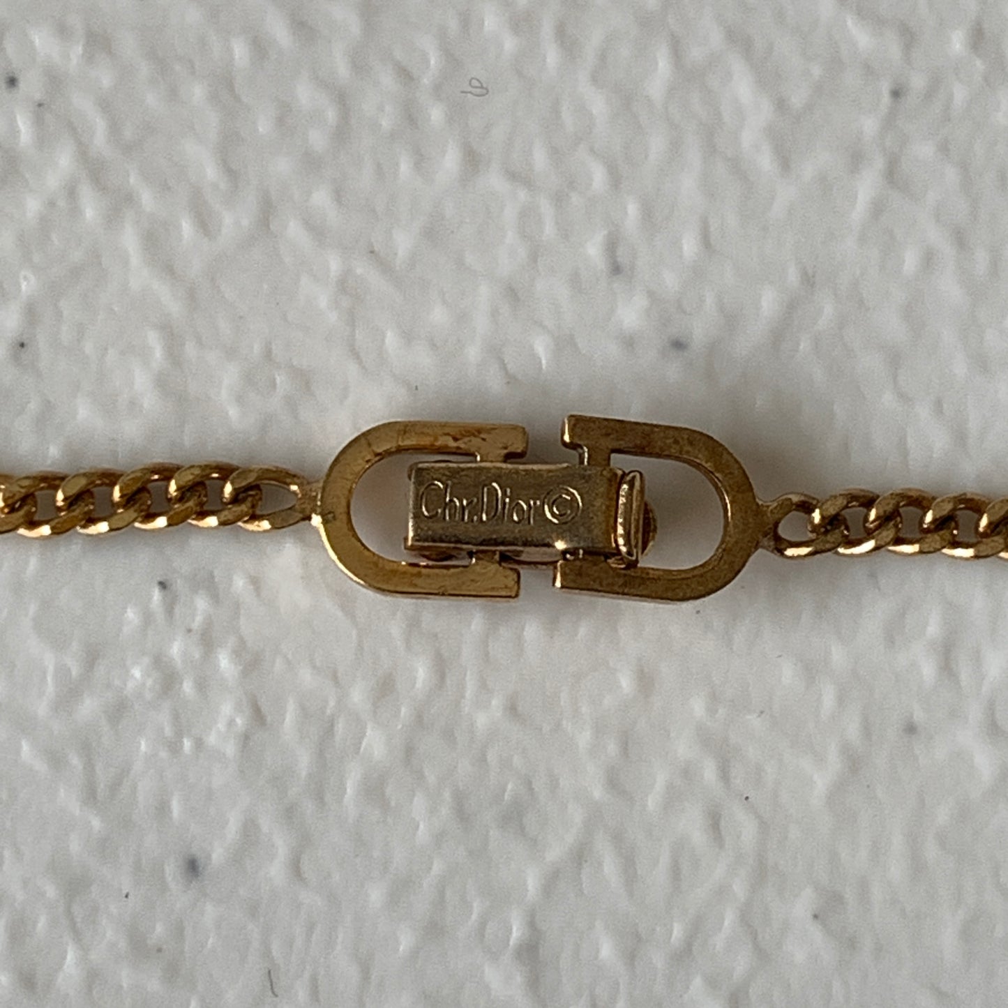 Dior CD logo pendant gold plated necklace Authentic with COA