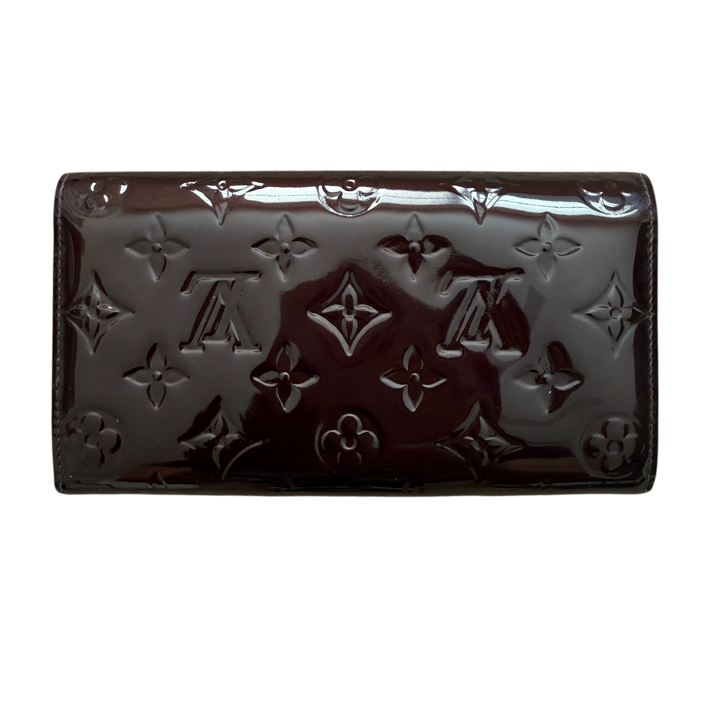 Louis Vuitton monogram Vernis patent leather amarante long wallet authentic with COA TN1141
