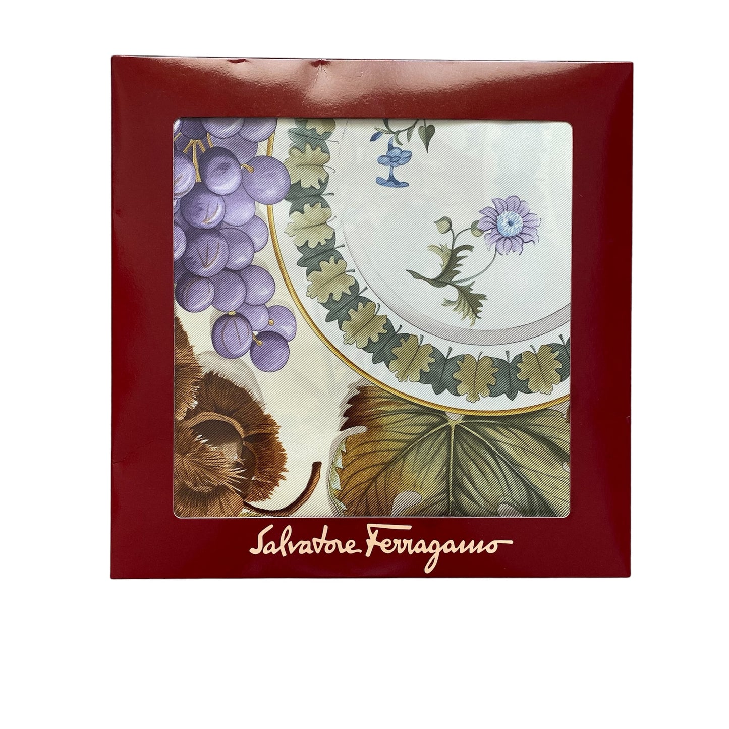 Salvatore Ferragamo large silk scarf authentic with coa box 34 inch
