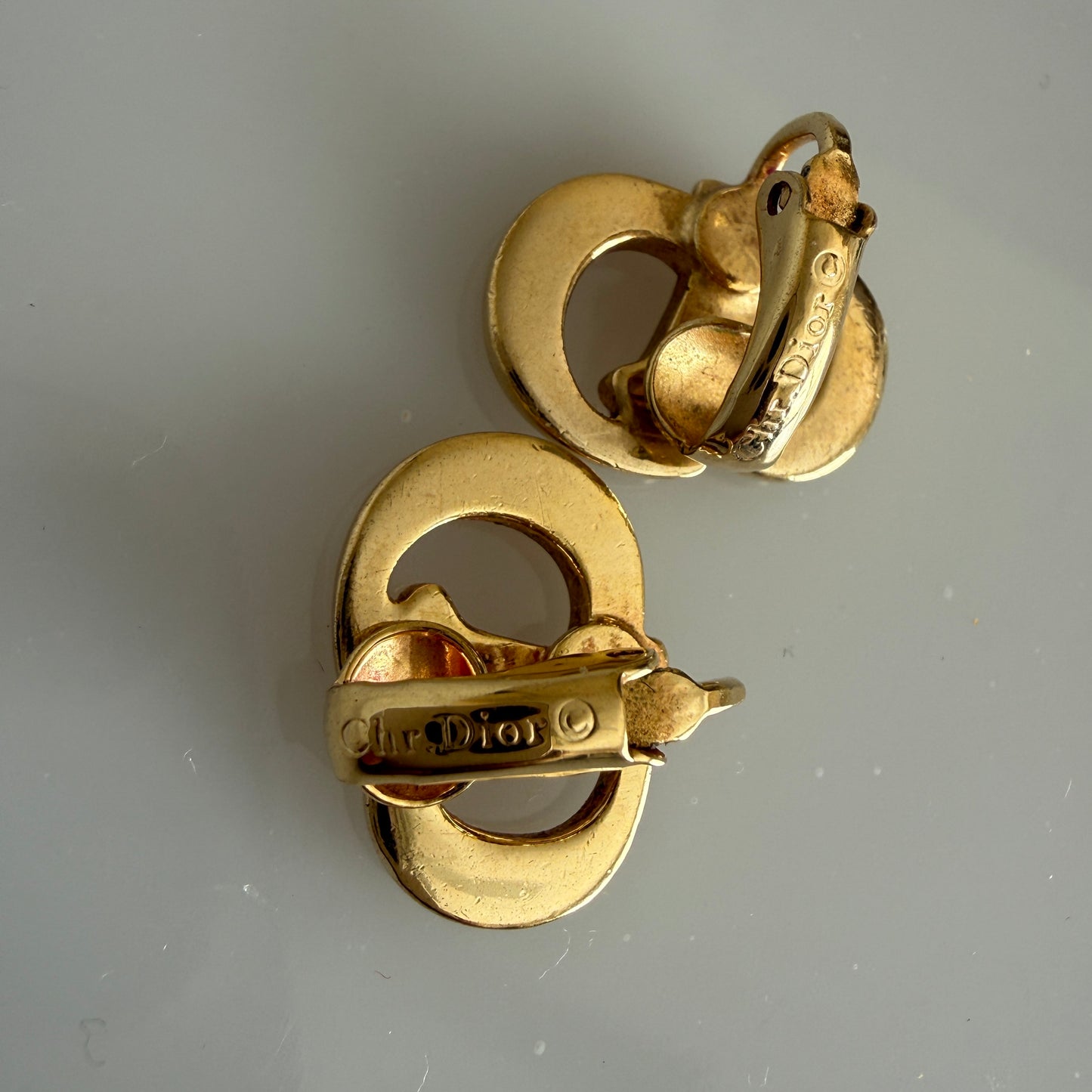 Christian Dior CD earrings gold plated authentic with COA