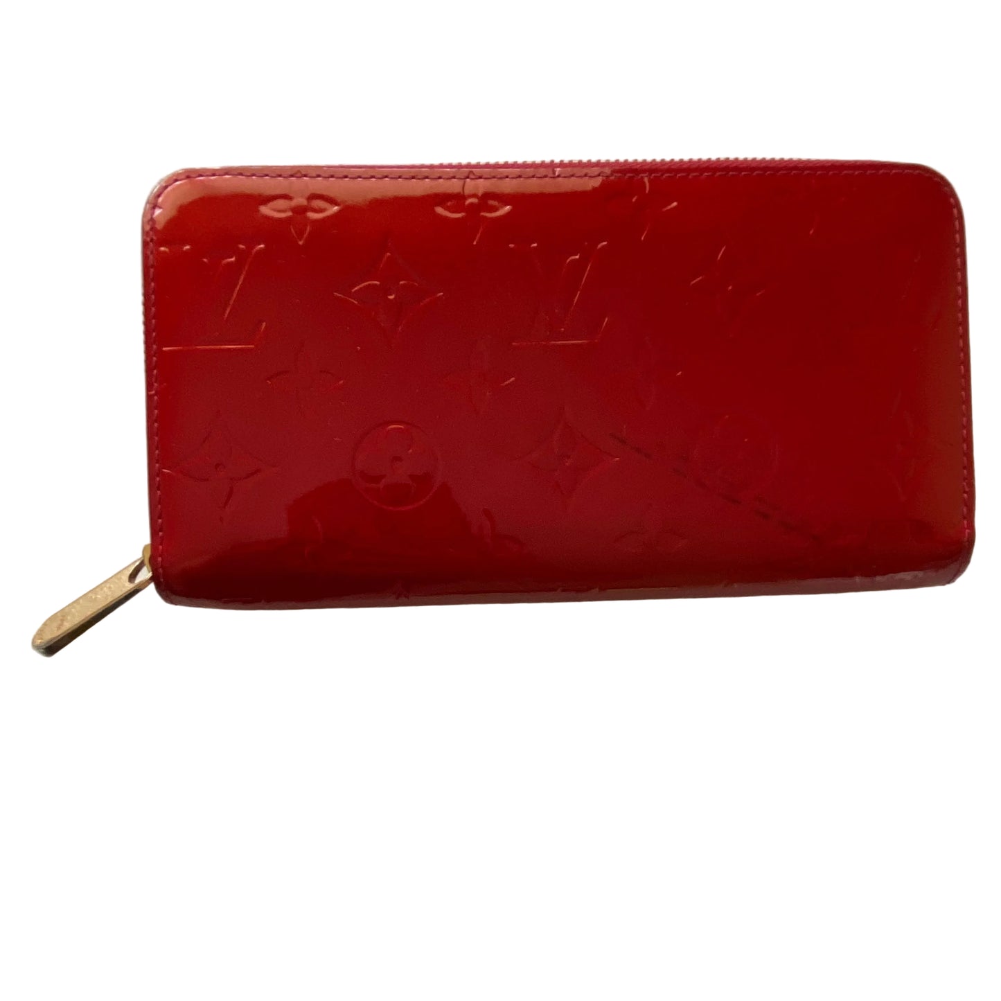 Louis Vuitton monogram red Vernis patent leather zippy wallet CA2180 Authentic with coa