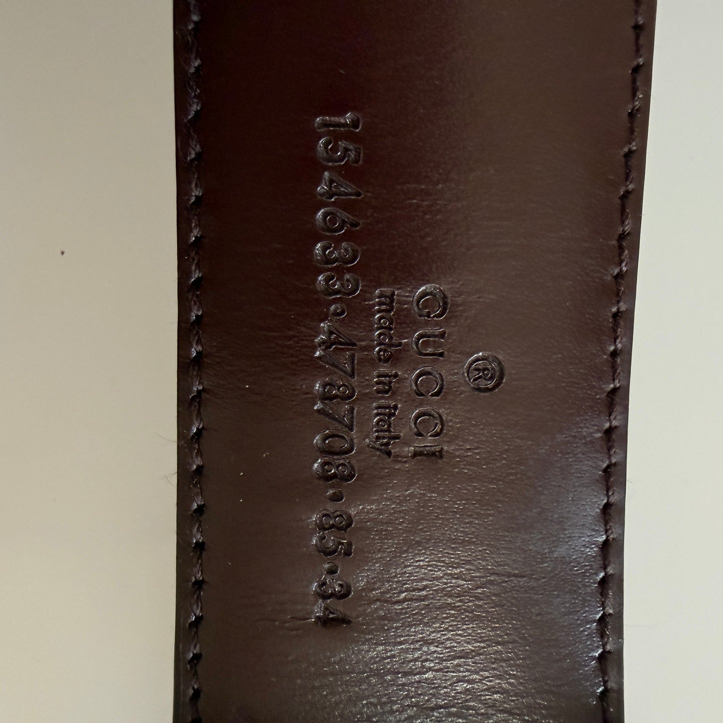 Gucci reversible unisex monogram and brown leather belt authentic with COA size 85 cm 34 inch