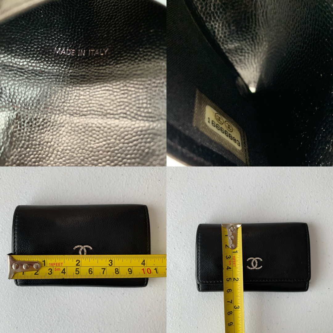 Chanel cc mark Black caviar Leather 6 ring key holder authentic with COA and guarantee card