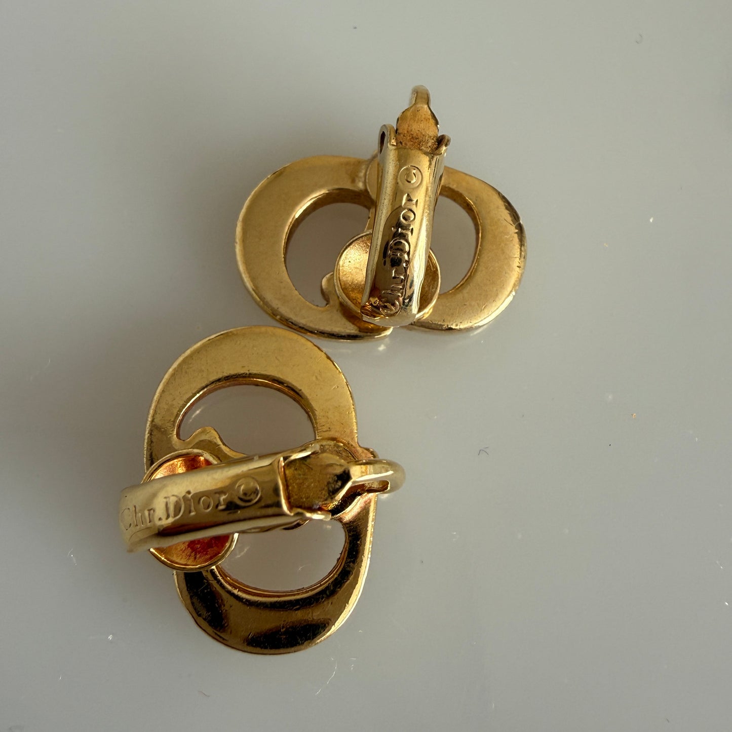 Christian Dior CD earrings gold plated authentic with COA