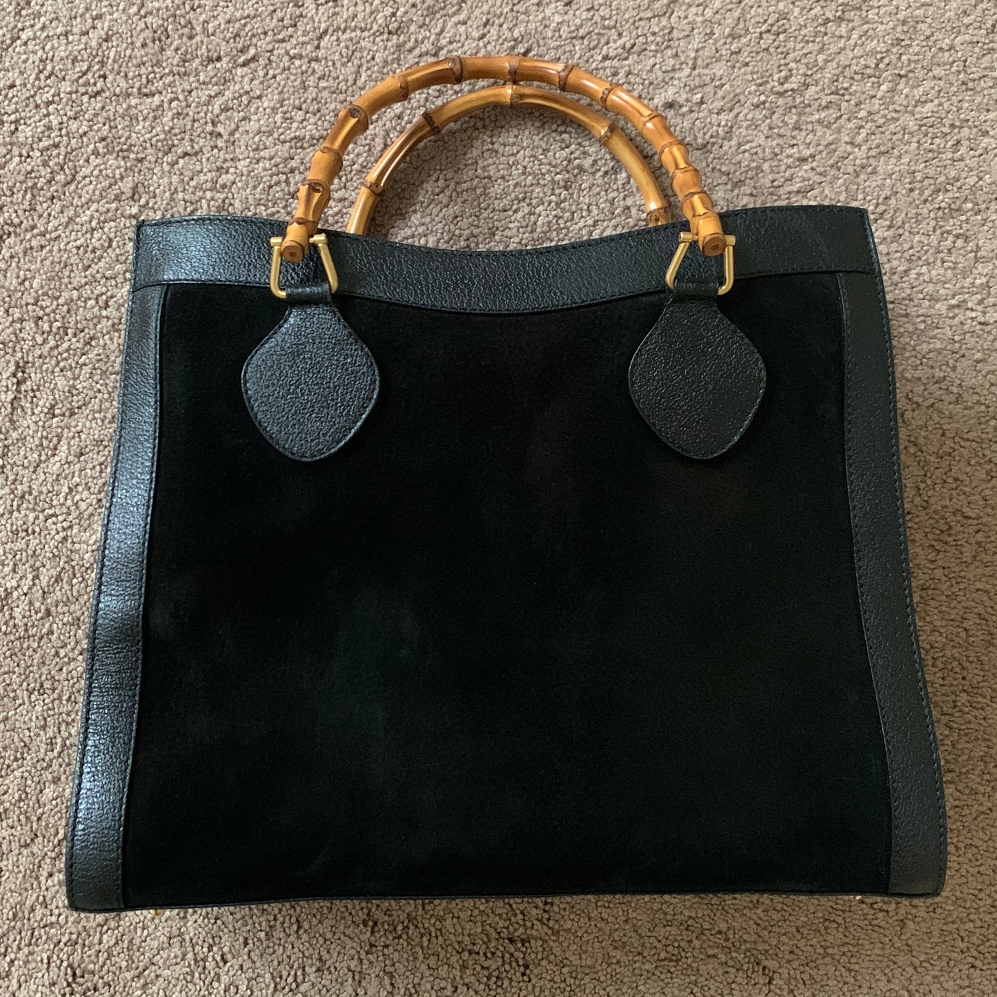 Authentic Gucci vintage bamboo handle Diana leather and suede bag