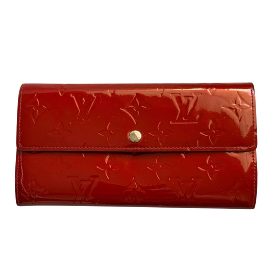 Louis Vuitton red Vernis monogram long wallet th2047 authentic with COA