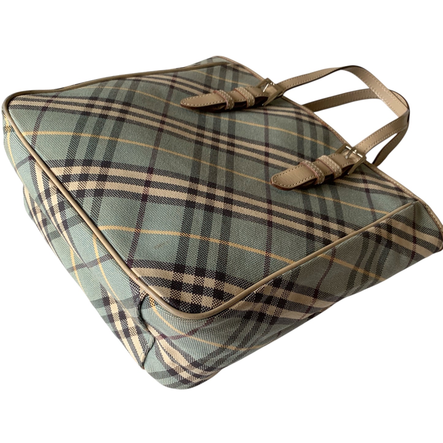 Burberry blue white check Tote Bag authentic with COA