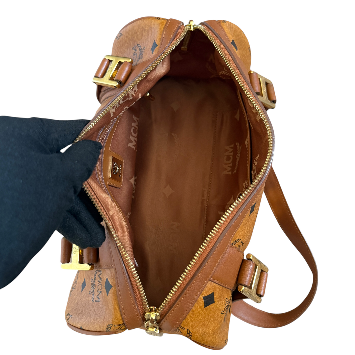 MCM cognac papillon shoulder bag authentic with COA 12x5.5x5
