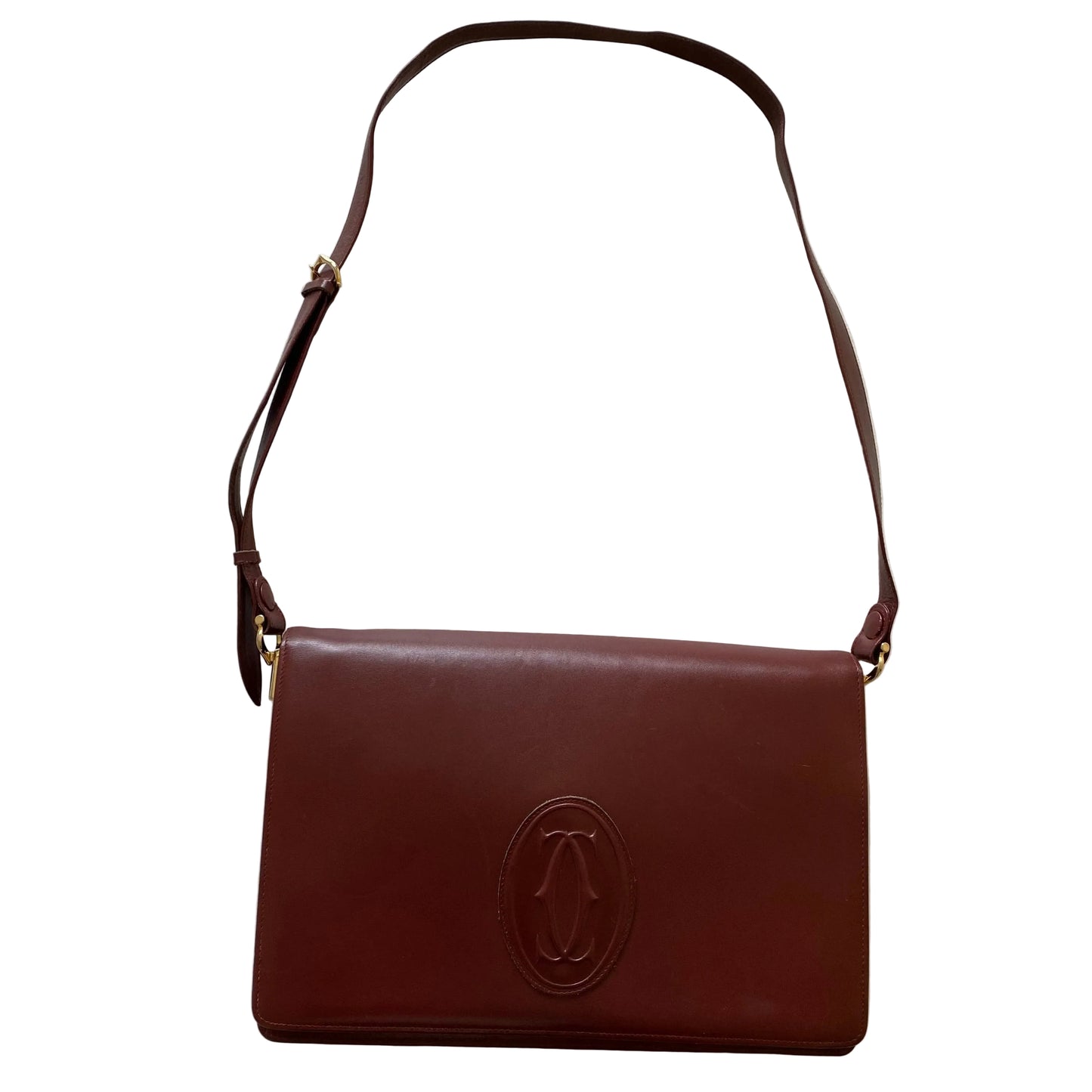Cartier burgundy leather crossbody shoulder bag Authentic with coa 12x8.5x3.5