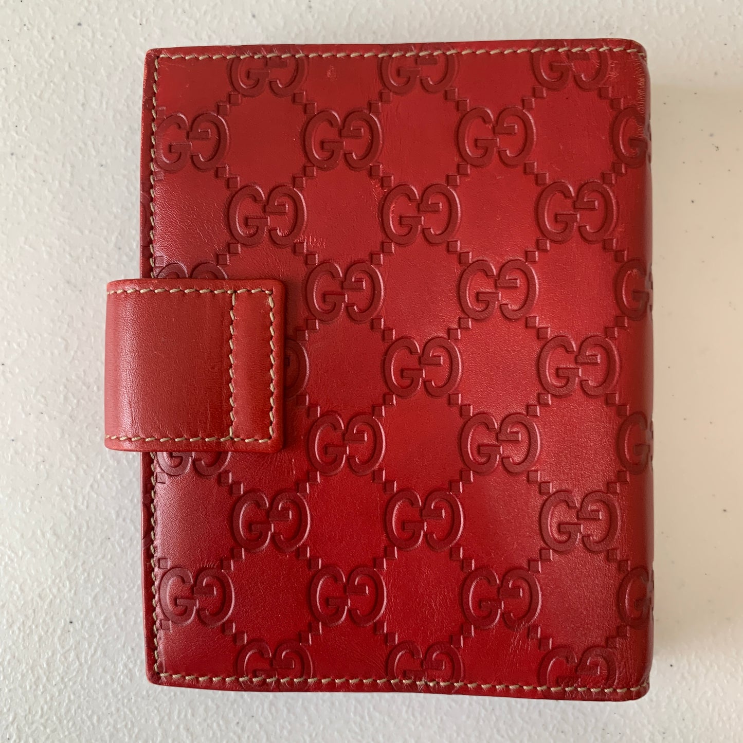 Gucci GG signature red leather agenda Planner authentic with COA