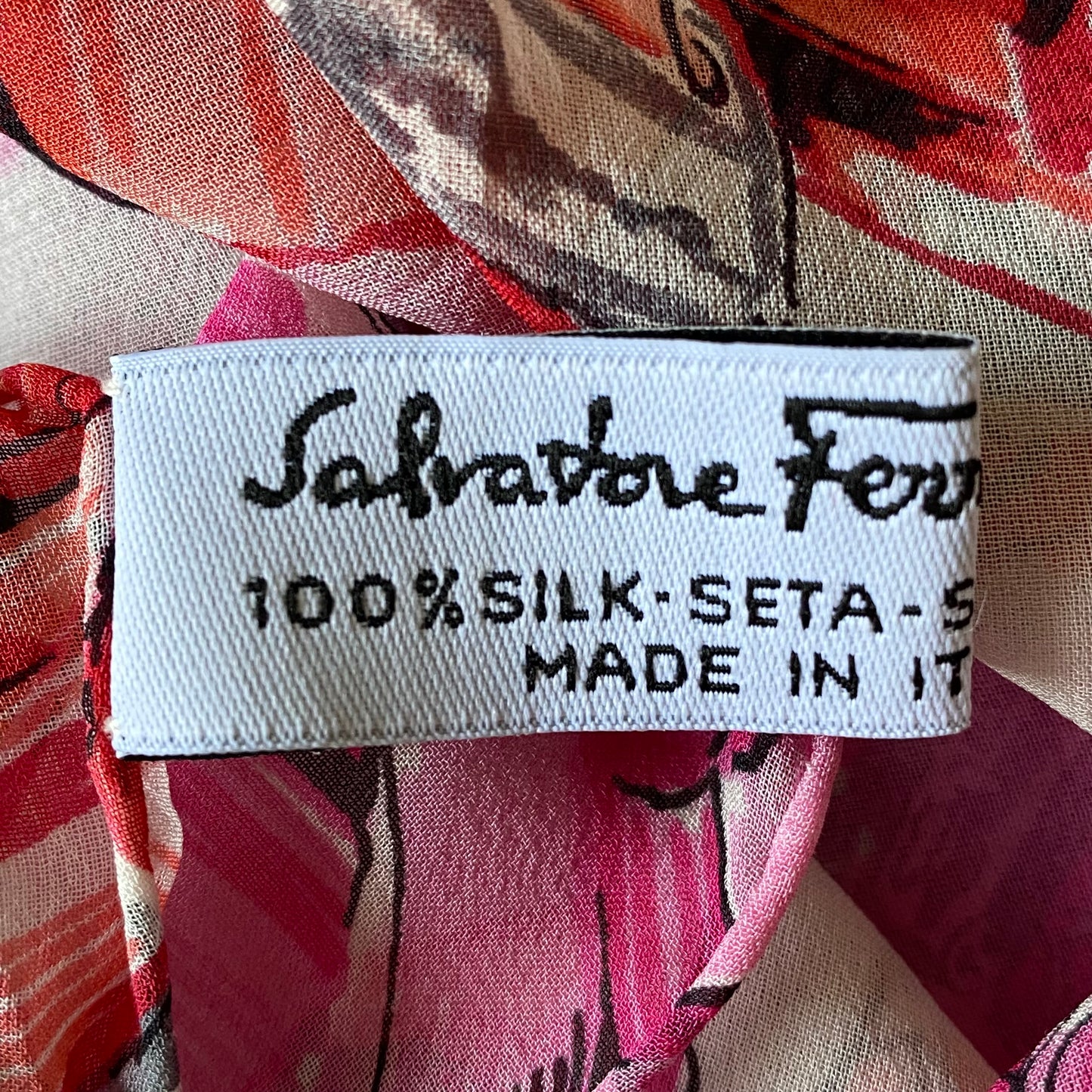 Ferragamo vara bow long silk scarf Authentic with COA 62x17