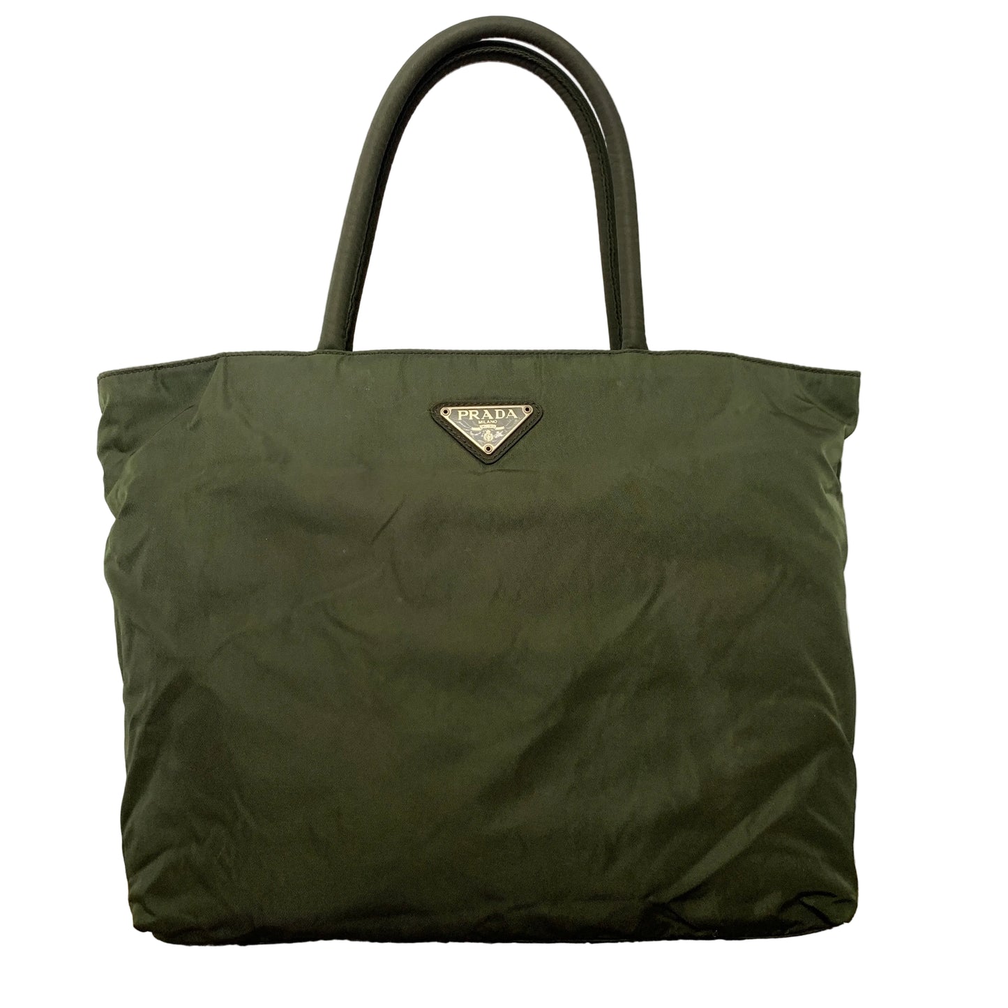 PRADA green triangle logo nylon shoulder bag Authentic with COA