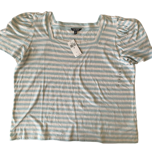 Lauren Ralph Lauren plus size women’s NWT striped cream blue t shirt 3XL