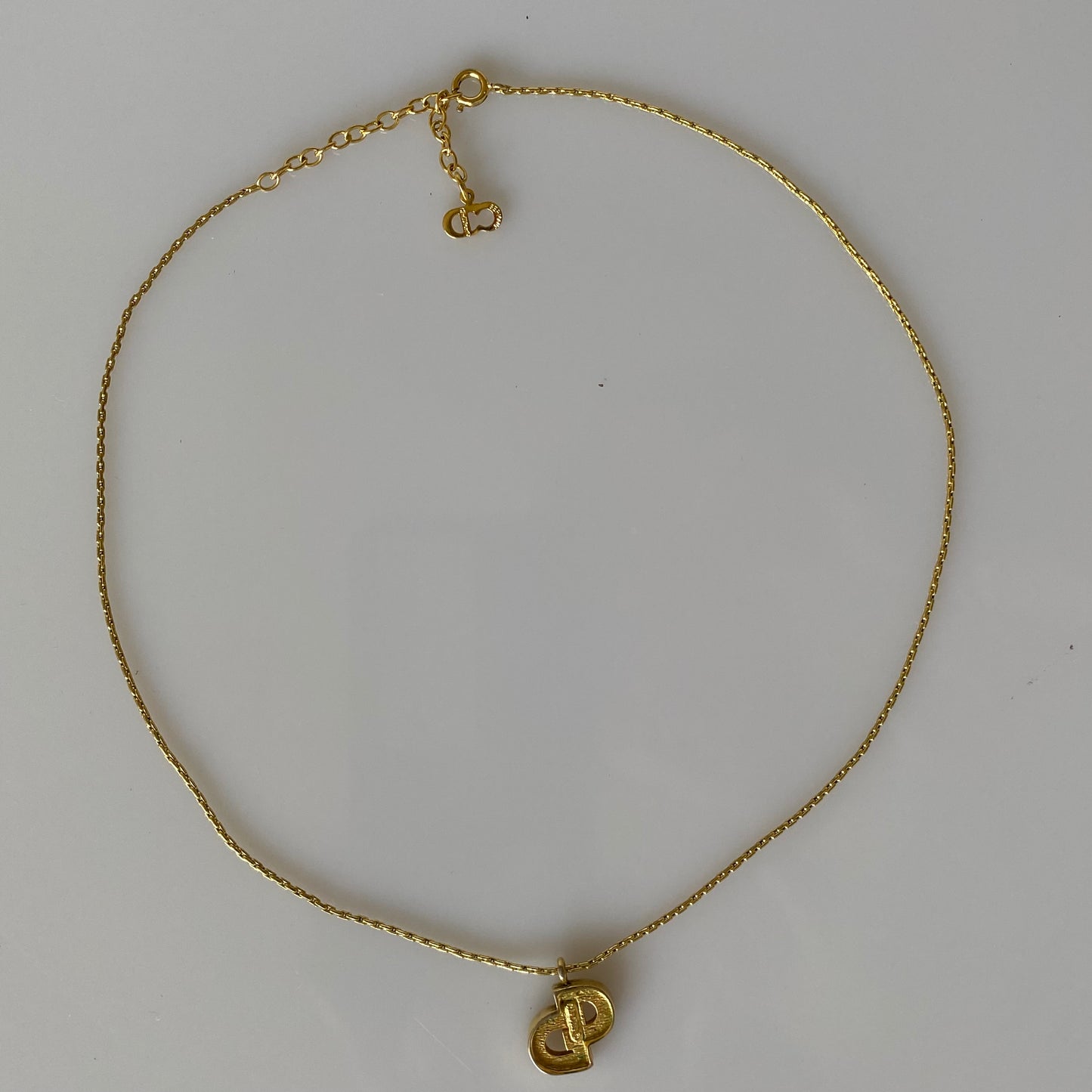 Dior CD logo gold plated adjustable necklace Authentic with COA