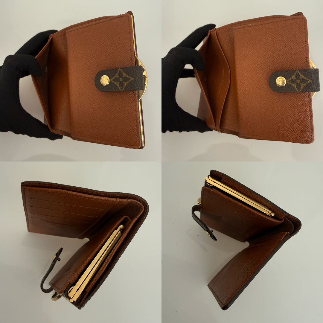 Louis Vuitton monogram compact wallet authentic with COA kisslock
