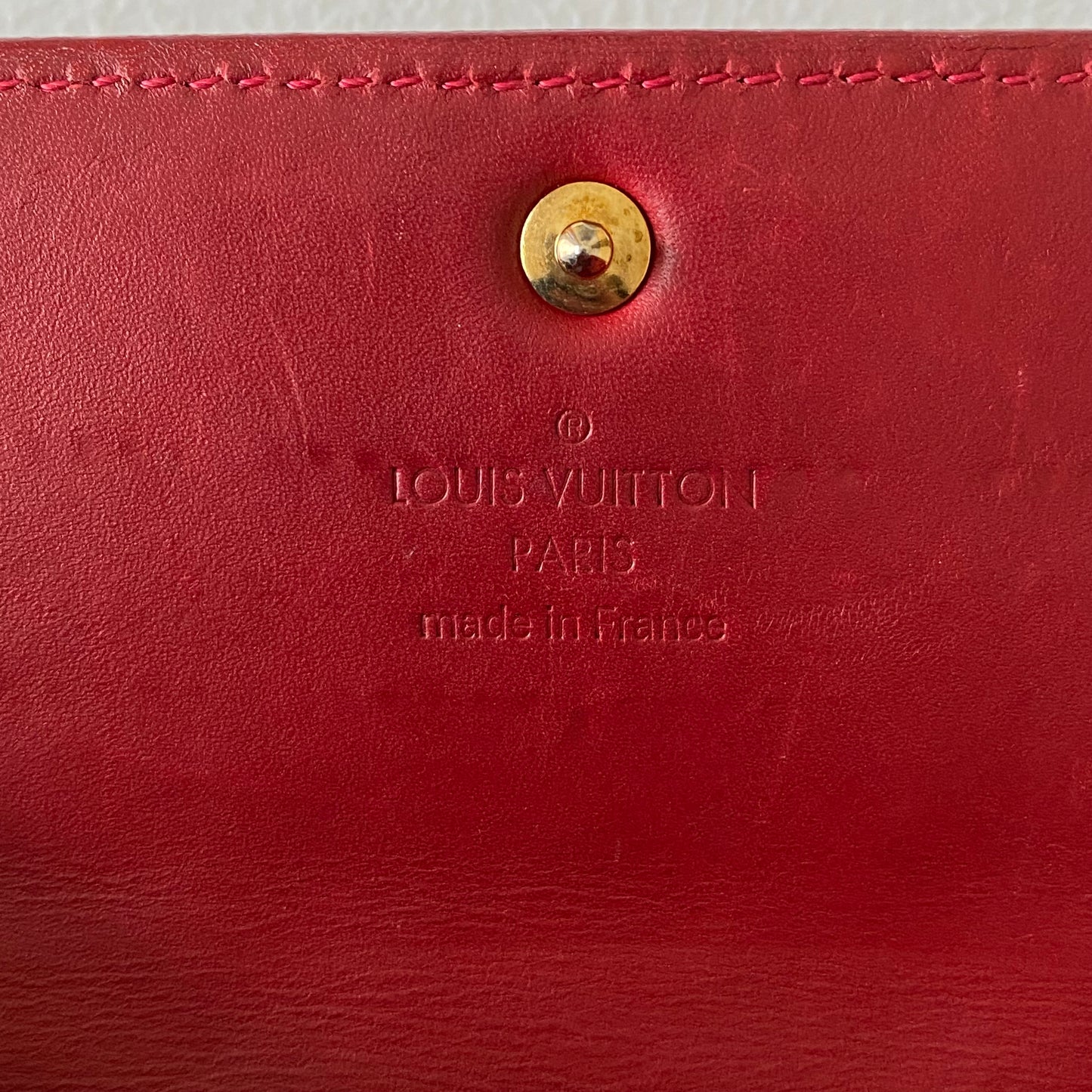 Louis Vuitton red monogram vernis Sarah long wallet TS0760 Authentic with COA box dusty