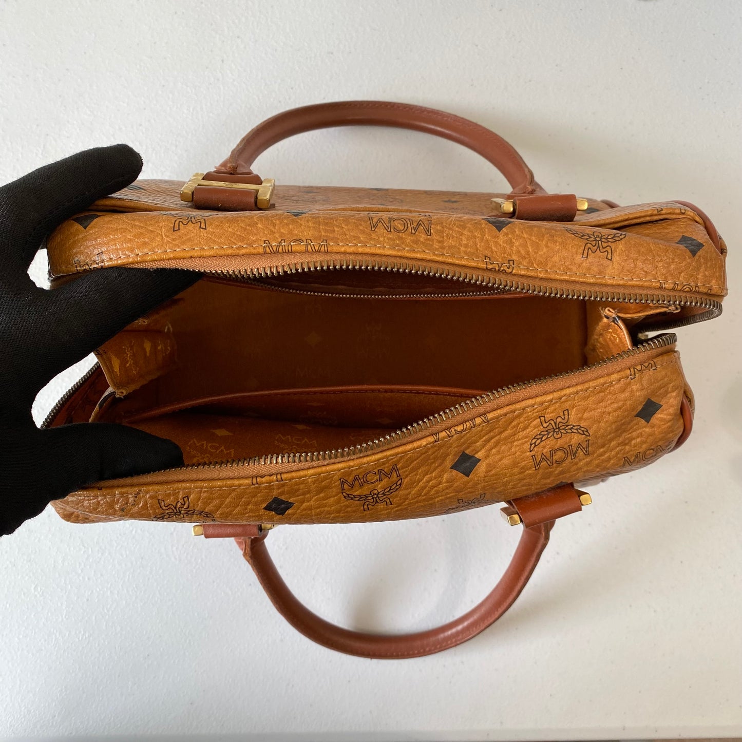 MCM cognac Boston bag authentic with