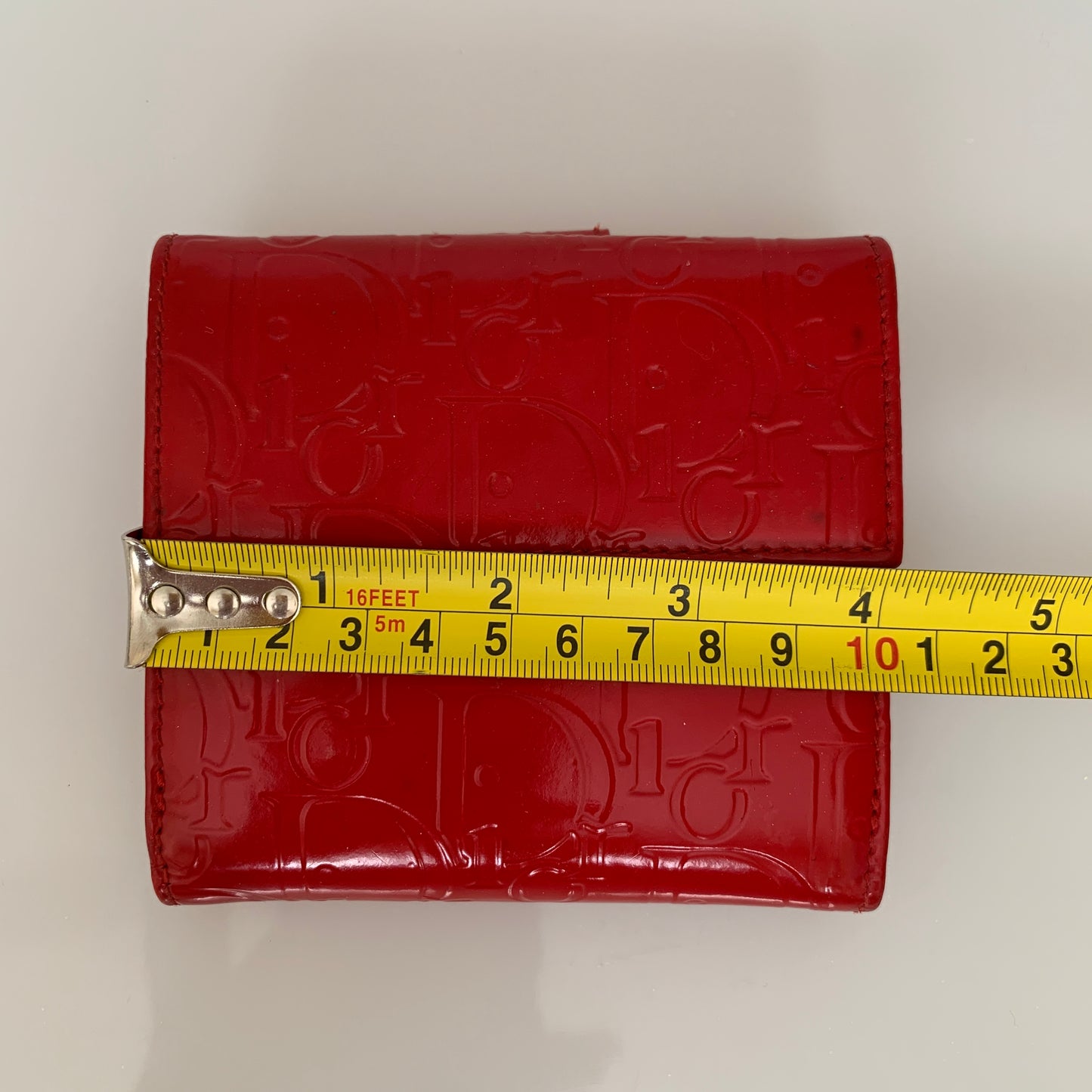 Christian Dior Red trotter logo patent leather Wallet Authentic with COA
