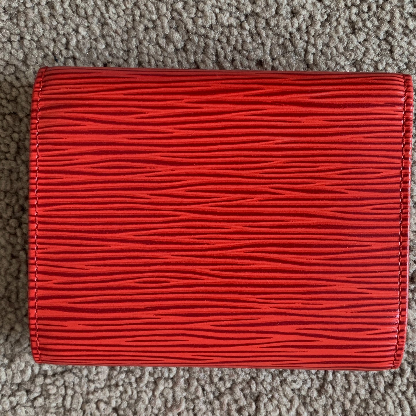 Authentic Louis Vuitton unisex Epi red leather card holder wallet