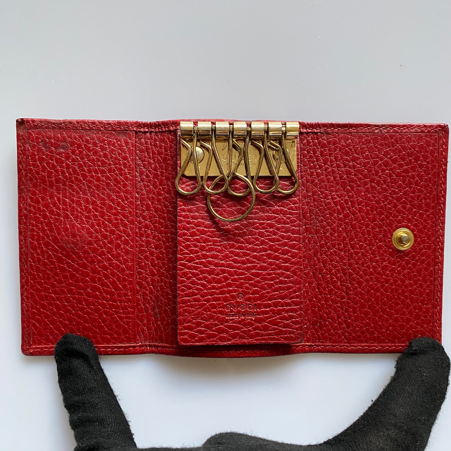 Gucci GG red leather key holder  Authentic with COA